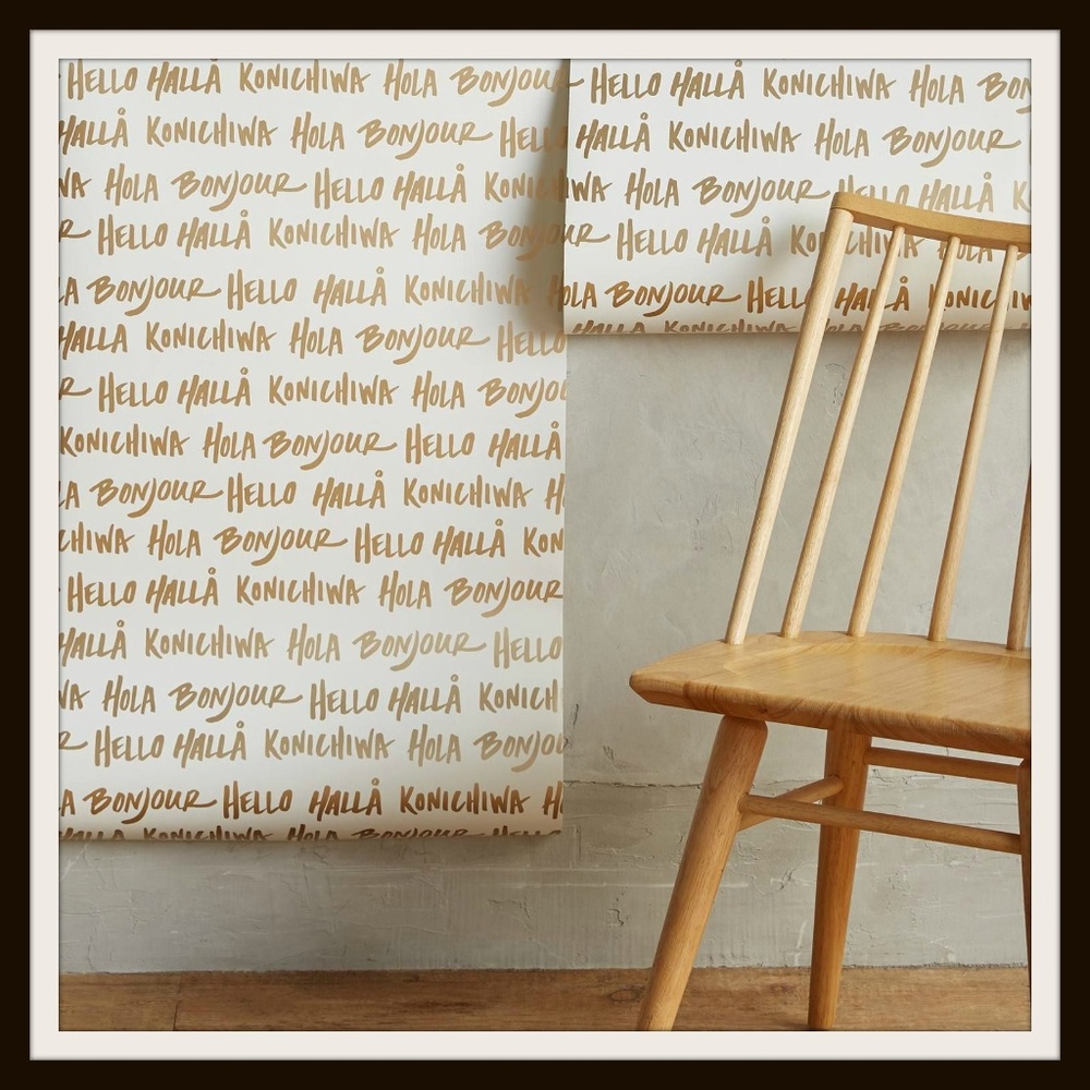 🆕 Anthropologie Golden Greetings Hello Wallpaper